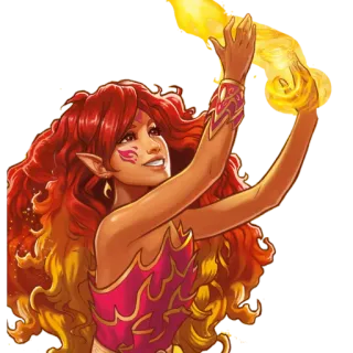 ⚡️ 9701cb58 огонь, женщина, магия, эльф, фэнтези, рыжие волосы, девушка telegram sticker