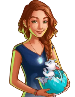 🦖 da946936 женщина, дракон, фэнтези, милый, мультфильм, питомец, девушка telegram sticker