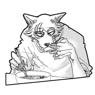 🍎 227b81db Legoshi Beastars Wolf, Anthropomorph, Anime, Manga, Essen whatsapp sticker