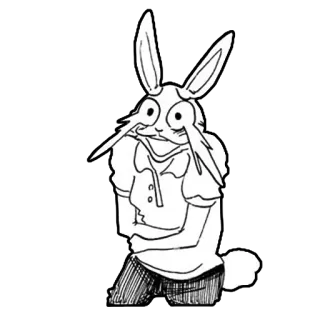 😆 5a750ebe Hase, Cartoon, Zeichnung, Anthropomorph, Charakter whatsapp sticker