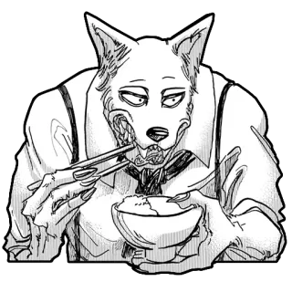 🍎 654ecec7 Legoshi Beastars Anime, Wolf, Essen, Manga whatsapp sticker