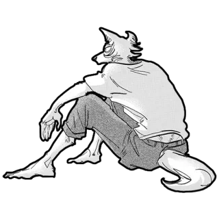 ✨ 73fe36e6 Legoshi Beastars Anthro, Wolf, Anime, Manga, Traurig, Sitzend, Furry whatsapp sticker