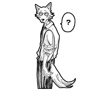 🤨 964ce683 Legoshi Beastars Anime, Manga, Wolf, Frage, Verwirrt whatsapp sticker