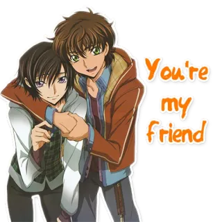 ❤ 4eb295af You're my friend anime, persahabatan, kartun, pelukan telegram sticker