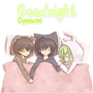 😪 5a1e276f Goodnight Oyasumi selamat malam, tidur, kelinci, telinga, imut, anime telegram sticker