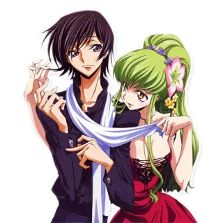 💑 bf60b46e Lelouch Lamperouge, C.C. Code Geass anime, pasangan, lelouch, cc, code geass telegram sticker