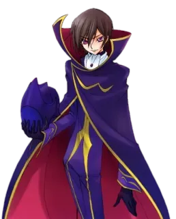 🙂 2538dee4 Lelouch Lamperouge Code Geass อนิเมะ, ลูลูช, โค้ด กีอัส, ตัวละคร, ผ้าคลุม, ตัวร้าย, ซีโร่ whatsapp sticker