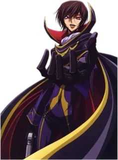 😄 ab7c7200 Lelouch Lamperouge Code Geass อนิเมะ, ผู้ชาย, ตัวละคร, มืด, ผ้าคลุม, ลูลูช whatsapp sticker