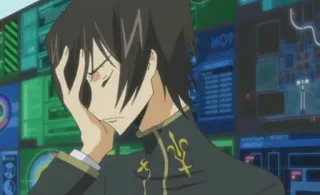 🤦‍♂ 2141ad05 Lelouch Lamperouge Code Geass Anime, Facepalm, Lelouch, Frustrado, Cabelo preto telegram sticker