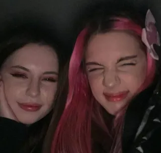 🐱 b92b811c vrienden, meiden, roze haar, selfie, portret telegram sticker