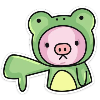👎 57583c99 katak, babi, hewan, tidak suka, imut, kartun telegram sticker