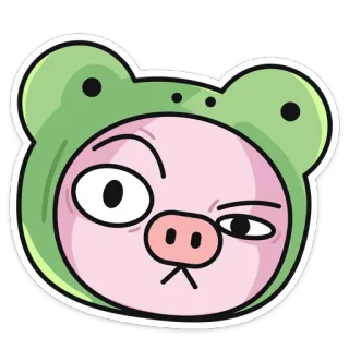 🤔 76e3f73f babi, binatang, kartun, imut, lucu, katak, topi telegram sticker