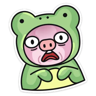 😰 7de9946f stiker, kartun, babi, katak, binatang, lucu telegram sticker