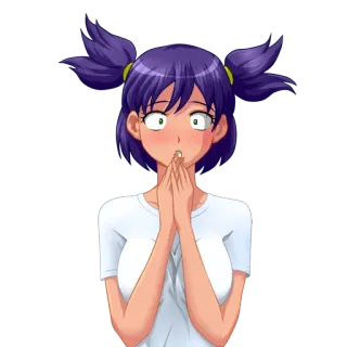 😳 51802605 animé, fille, choquée, surprise, cheveux violets telegram sticker