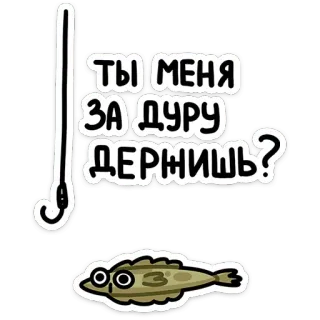 😯 1736d823 ТЫ МЕНЯ ЗА ДУРУ ДЕРЖИШЬ? ตกปลา, ปลา, คำดูถูก, คำถาม, รัสเซีย telegram sticker
