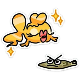 🤩 9458413e การ์ตูน, ปลา, ตัวละคร, สติกเกอร์, ปลาตาเดียว, น่ารัก telegram sticker
