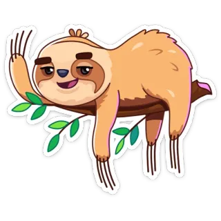 👋 2b4afafe สลอธ, สัตว์, น่ารัก, การ์ตูน, กิ่งไม้, ขี้เกียจ telegram sticker