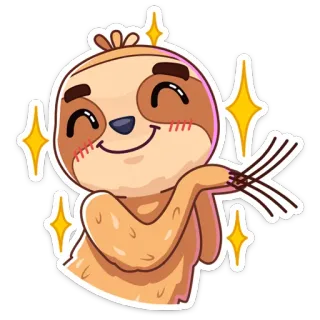 🤩 3d71fe03 สลอธ, น่ารัก, สัตว์, เป็นประกาย, การ์ตูน, ตลก telegram sticker