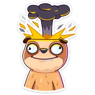 🤯 56130d0e สลอธ, การ์ตูน, สติกเกอร์, ควัน, ระเบิด, บ้า telegram sticker