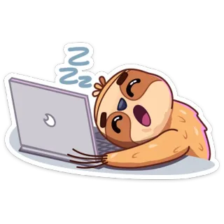 😴 7f3609c2 สลอธ, นอนหลับ, แล็ปท็อป, เหนื่อย, การ์ตูน, สัตว์, ขี้เกียจ, ผัดวันประกันพรุ่ง telegram sticker