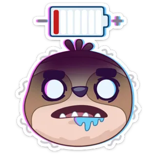 😮 8c25e0ed สลอธ, แบตเตอรี่, แบตเตอรี่ต่ำ, หมดแรง, การ์ตูน, น่ารัก, เหนื่อย, สติกเกอร์ telegram sticker