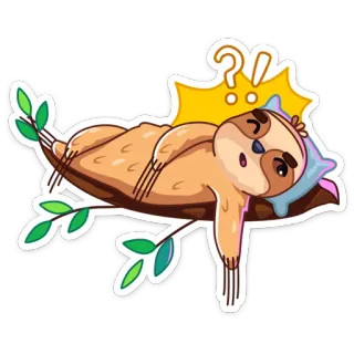 😴 96019831 สลอธ, ขี้เกียจ, ง่วง, สัตว์, เปลญวน, เครื่องหมายคำถาม telegram sticker