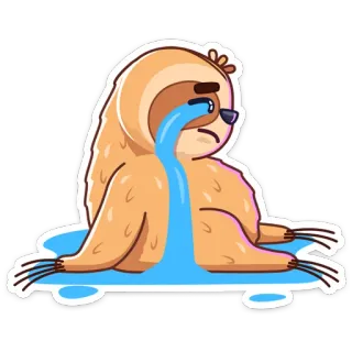 😭 c7ad50b7 สลอธ, ร้องไห้, เศร้า, อารมณ์, การ์ตูน, สัตว์, สติกเกอร์ telegram sticker