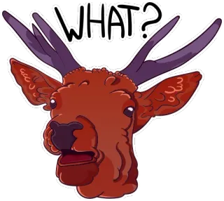 🦌 057360a9 WHAT? hert, dier, gewei, vraag, geschokt telegram sticker