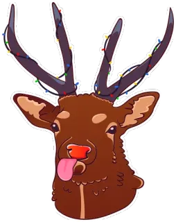 😝 0af8aab3 rendier, kerst, dier, vakantie, feestelijk, lichtjes telegram sticker
