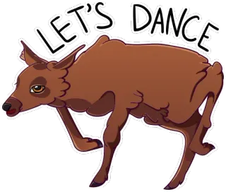 🦌 85b6cc6e LET'S DANCE hert, dans, dier, schattig, cartoon, feest, wildlife telegram sticker