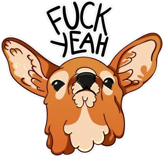 🦌 9af7d77b FUCK YEAH hond, aanstootgevend, sticker, cartoon telegram sticker