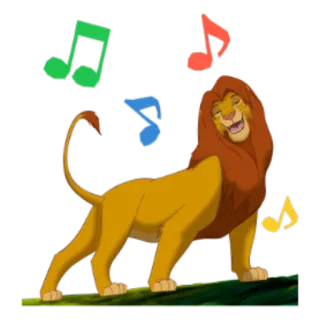 🎧 110dc2c6 Simba The Lion King leone, cantando, musica, cartone animato, disney, animazione, personaggio, note musicali telegram sticker