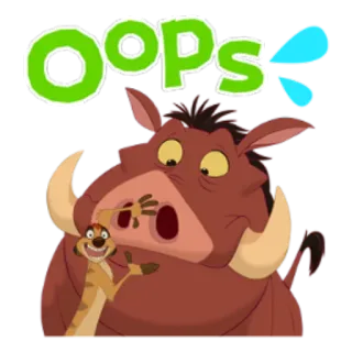 🤥 90be7fd8 Timon and Pumbaa The Lion King OOPS ops, scusa, errore, il re leone, timon, pumbaa telegram sticker