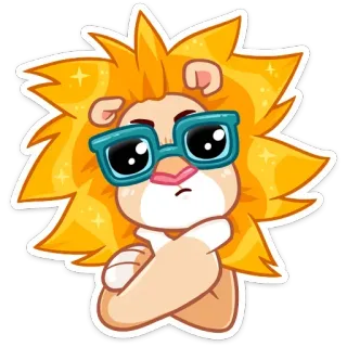 😎 74a7c2e2 ライオン, メガネ, 漫画, 動物, ステッカー telegram sticker
