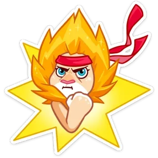 💪 def81d3c ステッカー, 漫画, キャラクター, 怒り, 拳, 決意, ヘッドバンド, 黄色 telegram sticker