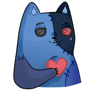 🥰 efe6417f kucing, hati, mata kancing, kartun, stiker, lucu, dijahit telegram sticker