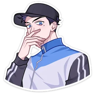 🫢 6a280344 man, character, cartoon, sticker, youth, cap telegram sticker