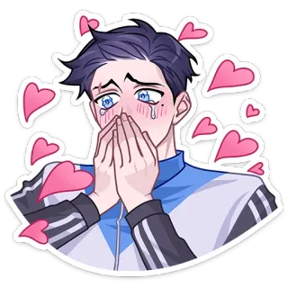 😍 e5a053a1 anime, manga, crying, hearts, sad, emotional, cartoon, sticker telegram sticker