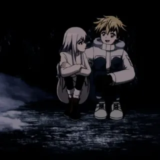 👫 0a52bc70 anime, pasangan, musim dingin, kartun, karakter telegram sticker