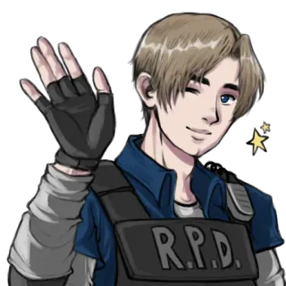 👋 27e54a0b Leon S. Kennedy Resident Evil resident evil, leon kennedy, anime, rpdt, police telegram sticker