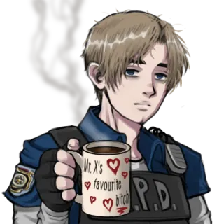 😪 5bdc9830 Leon S. Kennedy Resident Evil Mr. X's favourite bitch leon, kennedy, resident evil, zombie, game, mr x, rp telegram sticker
