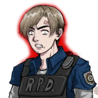 😡 9153012f Leon S. Kennedy Resident Evil zombie, rpd, police, resident evil, horror, game telegram sticker
