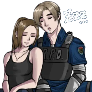 💑 a9d81136 Leon Kennedy Resident Evil Zzz resident evil, sleep, zombie, rpd, claire redfield telegram sticker