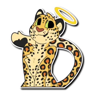 😇 01e5938d leopard, cat, animal, halo, cute, cartoon telegram sticker
