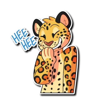 😁 08486922 HEE HEE leopard, cartoon, animal, hee hee, laughing, cute telegram sticker