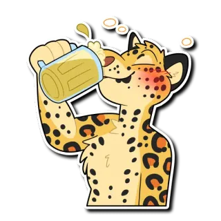 🍺 0fecd72f leopard, beer, drinking, animal, furry, cartoon telegram sticker