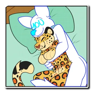🤗 5fc5bcf8 you furry, hug, animal, bed, cartoon telegram sticker
