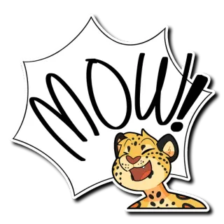 🗯 61ac86ae MOW! leopard, animal, cat, speech bubble telegram sticker