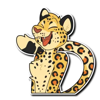 😊 807a4b19 leopard, cartoon, animal, cute, furry, waving telegram sticker