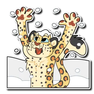 🌨 9ee33107 leopard, snow, winter, cartoon, animal, happy telegram sticker